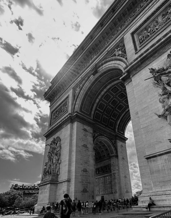 Sun soaked Arc de Triomphe Photography black and white print on a beautiful Parisian afternoon